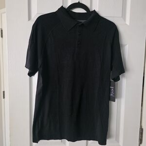Men Fabletics Jet Black Polo Shirt Size Medium